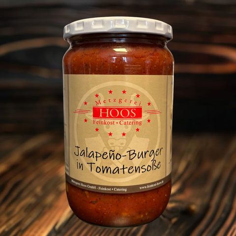 Jalapeño-Burger in Tomatensoße